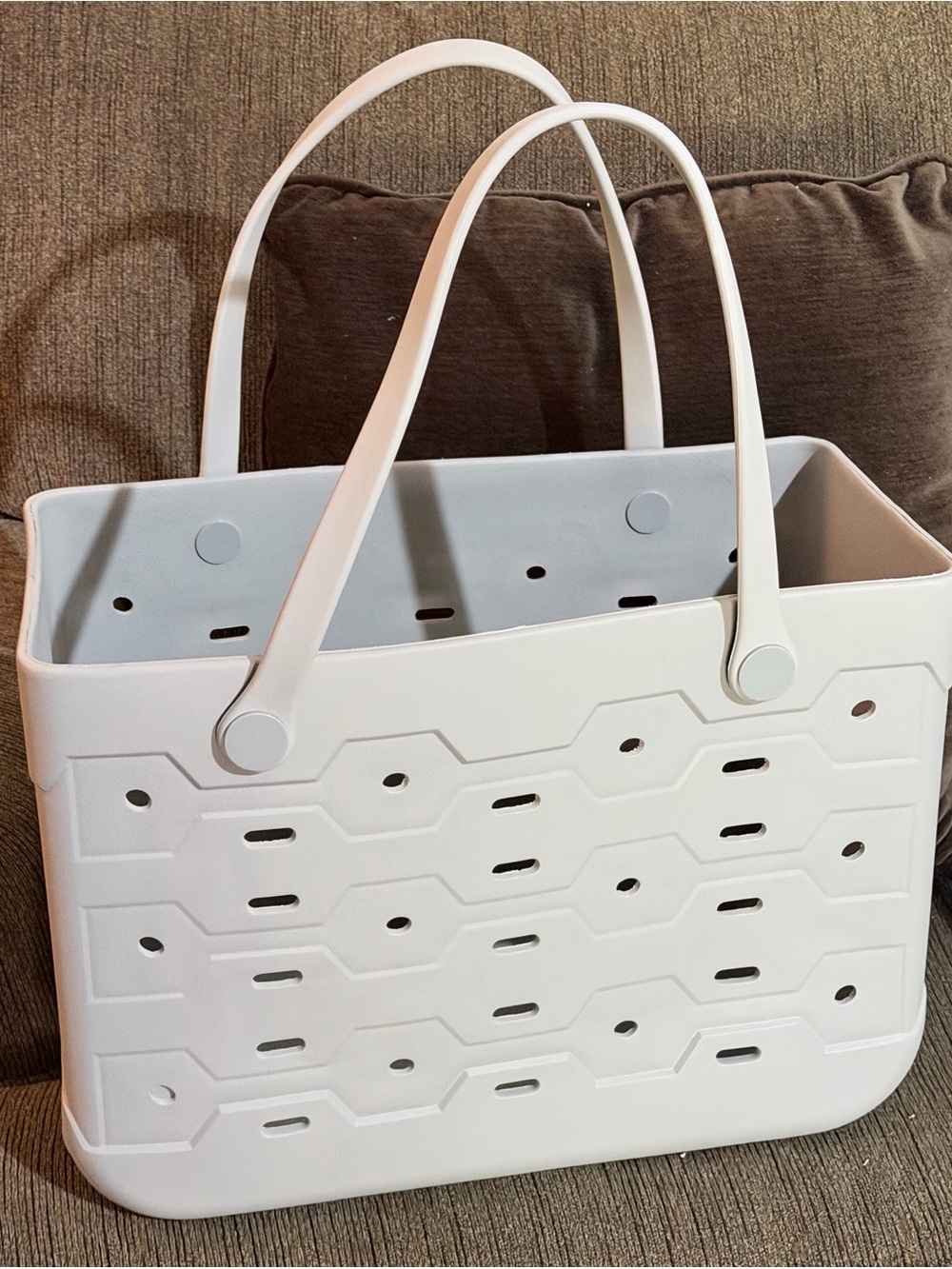 Minimal White Tote Bag with Sculpted Texture